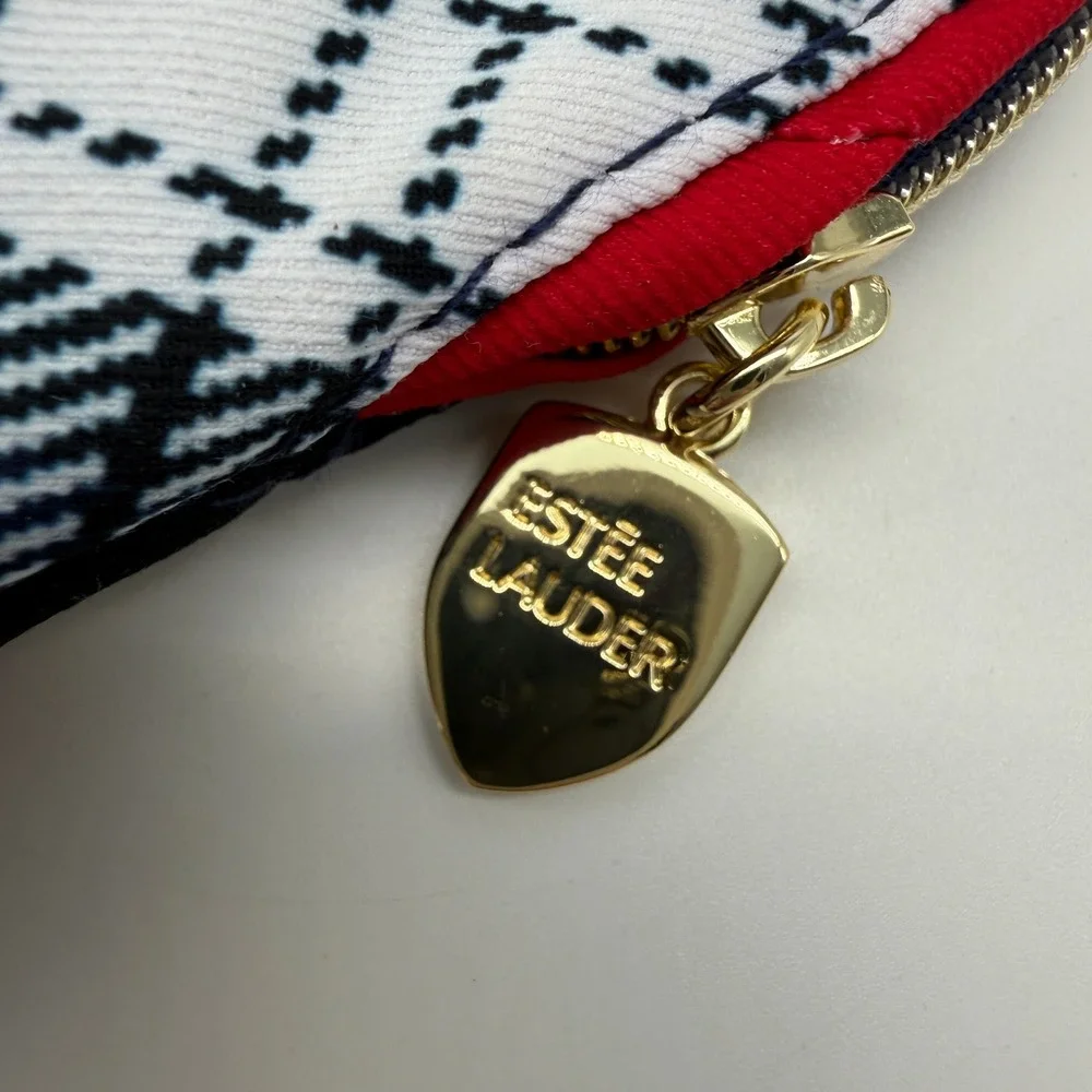 Estee Lauder Makeup Bag Multicolor Plaid Crest Recycled Pouch
